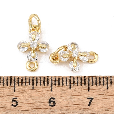 Brass Pave Clear Cubic Zirconia Cross Links Connector Charms KK-G544-16G-1
