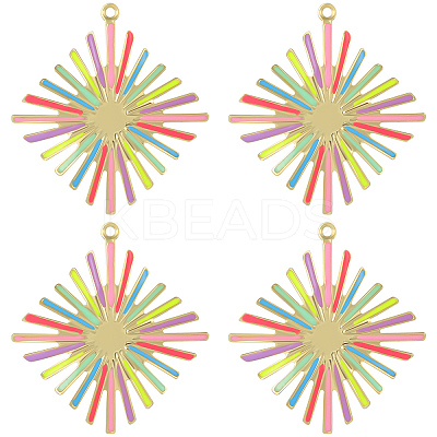 8Pcs Real 18K Gold Plated Rack Plating Eco-Friendly Brass Enamel Pendants KK-BBC0007-46-1