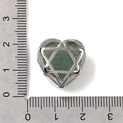 Brass Pave Natural Green Aventurine Heart Multi-Strand Links G-B149-13P-02-1