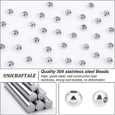 304 Stainless Steel Beads STAS-UN0001-60P-1