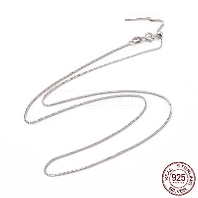Anti-Tarnish Rhodium Plated 925 Sterling Silver Wheat Chains Necklace for Women STER-I021-04P-1