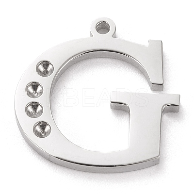 Tarnish Resistant 304 Stainless Steel Letter Pendant Rhinestone Settings LS-STAS-J028-01G-1