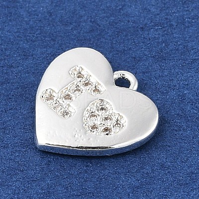 Brass Micro Pave Clear Cubic Zirconia Charms KK-R219-29S-1
