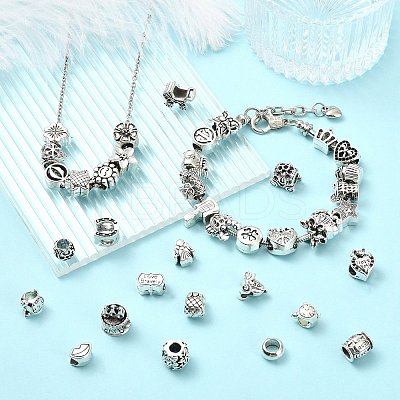 40 Pcs Tibetan Style Alloy European Beads FIND-CJ0004-38-1