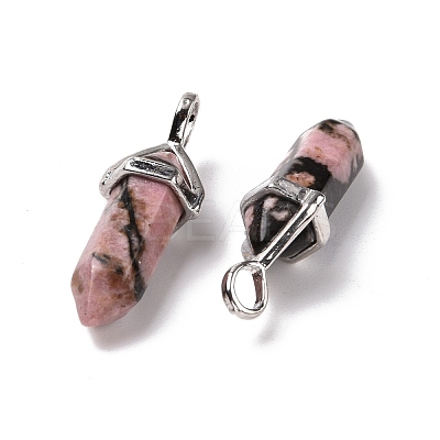 Natural Rhodonite Pointed Pendants G-K329-50P-1