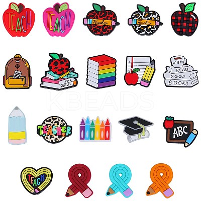 19Pcs 19 Styles Learning Theme Food Grade Eco-Friendly Silicone Focal Beads SIL-SZ0001-35-1