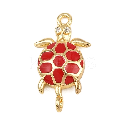 Brass Enamel Sea Turtle Connector Charms KK-I352-37G-1
