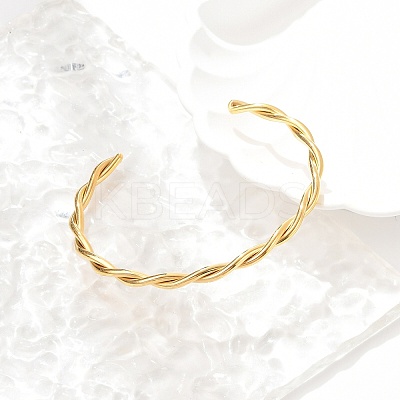 Ion Plating(IP) 304 Stainless Steel Twisted Rope Cuff Bangles LS-BJEW-P296-01G-1