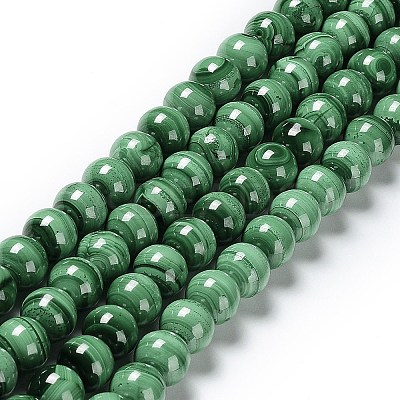 Natural Malachite Beads Strands G-F571-27AB1-8mm-1