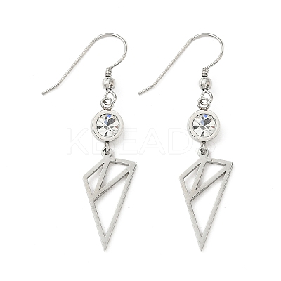 304 Stainless Steel Triangle Dangle Earrings EJEW-Z129-07P-1