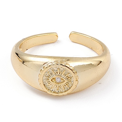 Brass Clear Cubic Zirconia Cuff Rings RJEW-B034-16G-1