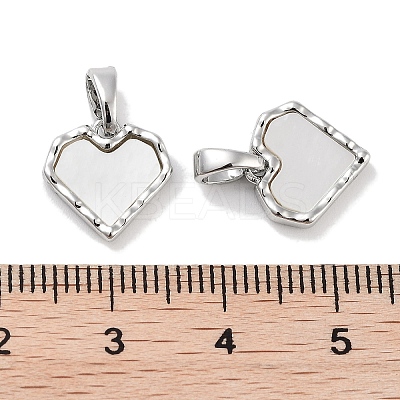 Brass Pave Natural Shell Heart Charms KK-C051-19P-1