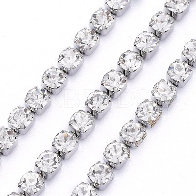 304 Stainless Steel Rhinestone Strass Chains STAS-T055-12P-B-1