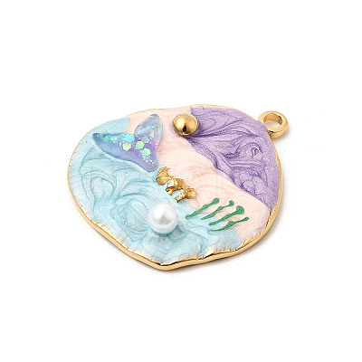 304 Stainless Steel Enamel Pendants STAS-P431-06G-1