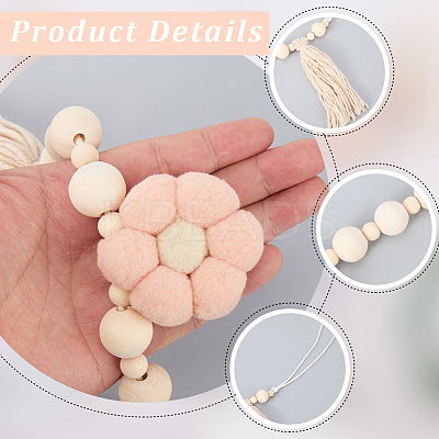 Wooden Banners with Flower Tassels Pendant Hanging Bunting FIND-WH20019-93A-1