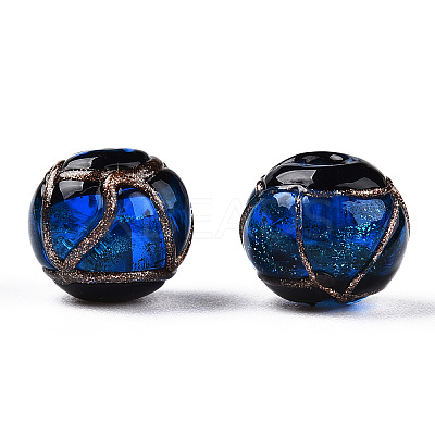 Handmade Gold Sand Lampwork Beads LAMP-T019-12mm-06-1