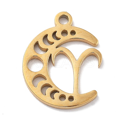 Real 18K Gold Plated 304 Stainless Steel Pendants STAS-R003-02G-06-1
