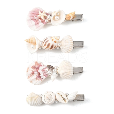 4Pcs 4 Styles Natural Shell Alligator Hair Clips PHAR-TA000014-1
