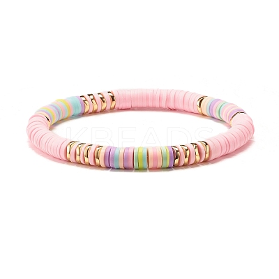 Synthetic Hematite & Polymer Clay Heishi Beads Stretch Bracelets Set BJEW-JB07381-1