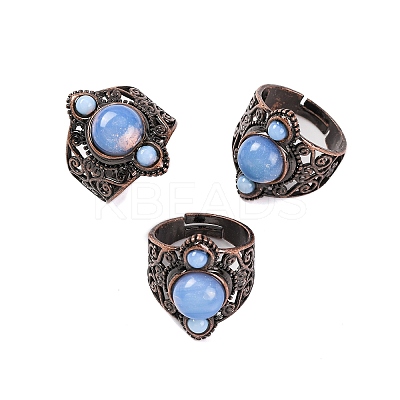 Opalite Retro Finger Rings RJEW-B067-01R-12-1