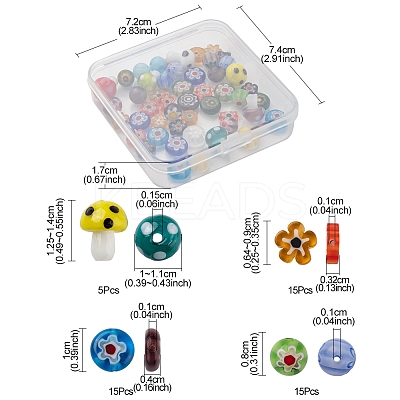 50Pcs 4 Style Handmade Lampwork Beads LAMP-FS0001-06-1