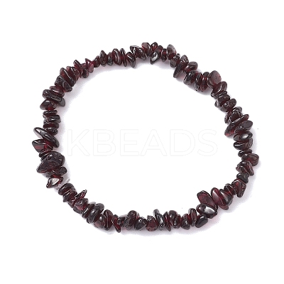 Natural Garnet Chip Beaded Stretch Bracelets for Women Men BJEW-JB10647-04-1