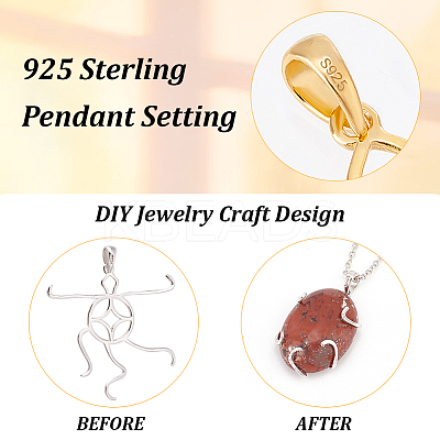 2 Colors 925 Sterling Silver Pendant Irregular Cabochon Settings STER-PH0002-02A-1