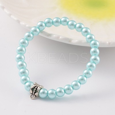 Round Glass Pearl Beaded Stretch Bracelets BJEW-JB02169-1