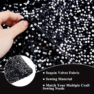 2Yards PET Paillette Velvet Fabric AJEW-DC0001-87A-1