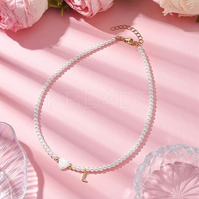 Brass Micro Pave Grade AAA Cubic Zirconia Letter Pendant Necklaces NJEW-JN04771-12-1