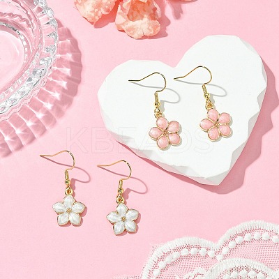 Flower Alloy Enamel Dangle Earrings for Women EJEW-JE06156-1
