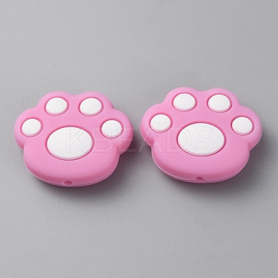 Paw Print Food Grade Eco-Friendly Silicone Focal Beads LS-SIL-SZC0003-06J-1