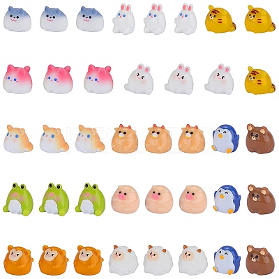 39Pcs 13 Style Cute Resin Animal Figurines Ornament DJEW-SZ0001-11-1