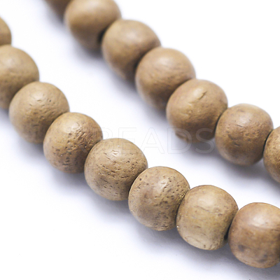 Natural Camphor Wood Beads Strands WOOD-P011-10-4mm-1