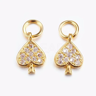 Brass Micro Pave Cubic Zirconia Charms ZIRC-G128-05G-1