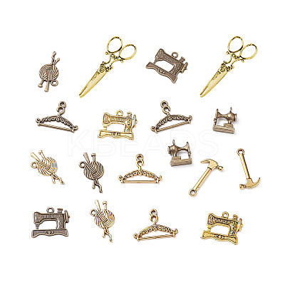90 Pcs 9 Styles Tibetan Style Alloy Pendants TIBEP-PH0001-20-1