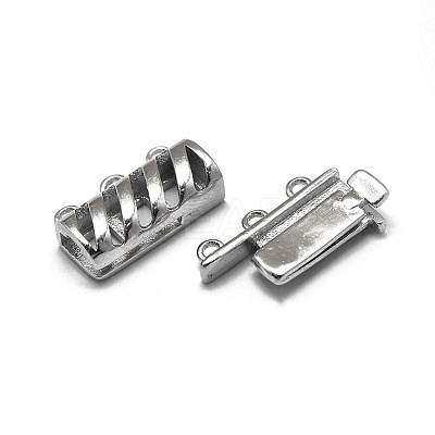 Rhodium Plated 925 Sterling Silver Box Clasps X-STER-L057-017P-1