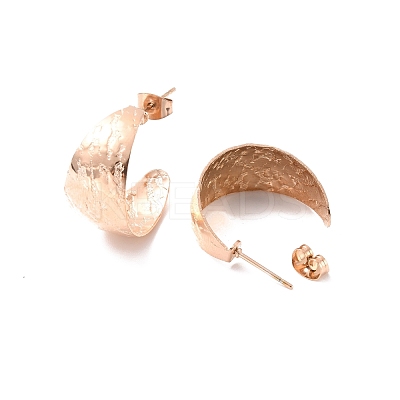 Ion Plating(IP) 304 Stainless Steel Chunky C-shape Stud Earrings EJEW-P198-05RG-1
