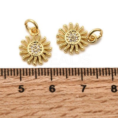 Brass Cubic Zirconia Charms ZIRC-C022-21G-1