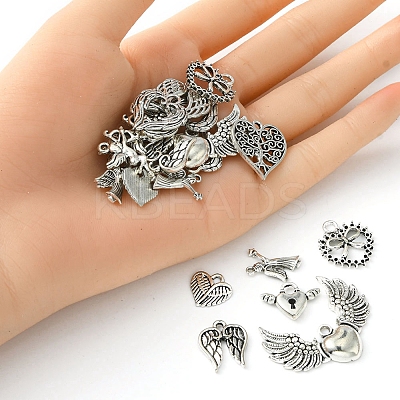 50Pcs 10 Style Tibetan Style Alloy Pendants FIND-YW0003-03-1
