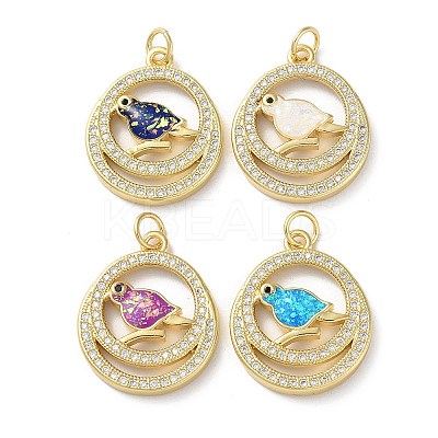 Brass Micro Pave Clear Cubic Zirconia Pendants KK-C045-43G-1