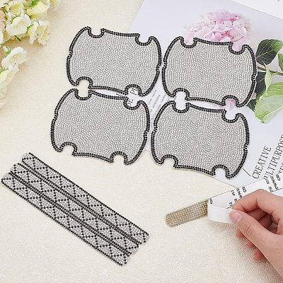 Car Door Handle Bling Rhinestones Stickers AJEW-WH0181-43-1