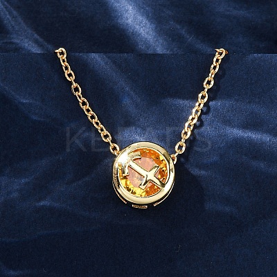 Brass Pave Cubic Zirconia Birth Stone Constellation Pendant Cable Chain Necklaces LS-NJEW-D334-01G-04-1