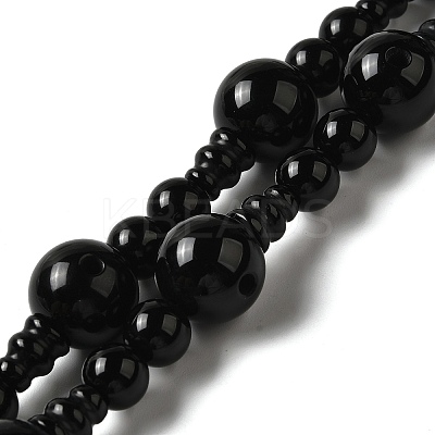 Dyed & Heated Natural Black Agate 3-Hole Guru Bead Strands G-K149-53-1