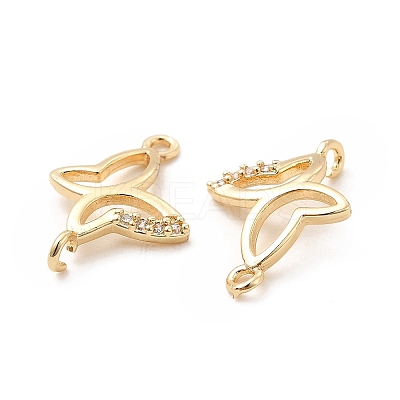 Rack Plating Brass Micro Pave Clear Cubic Zirconia Connector Charms KK-E081-04G-1