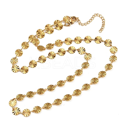 304 Stainless Steel Heart Pendant Flat Sequin Chain Double Layer Necklaces for Women LS-NJEW-F343-03G-1