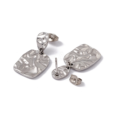 Non-Tarnish 304 Stainless Steel Twist Rectangle Dangle Stud Earrings for Women LS-EJEW-E199-16P-1