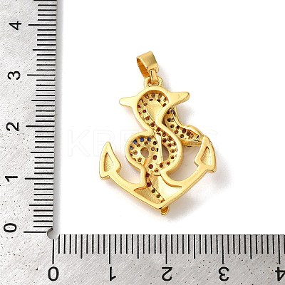 Rack Plating Brass Micro Pave Cubic Zirconia Pendants KK-U022-01A-03-1