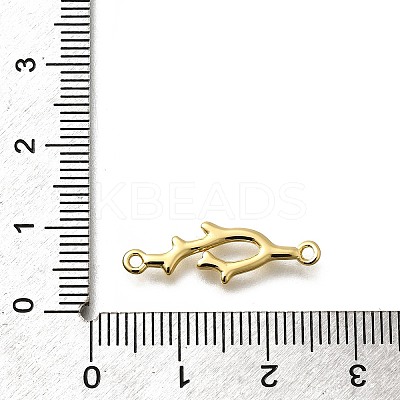 Brass Shark Outline Connector Charms KK-P295-30G-1