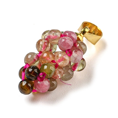 Natural Multicolor Tourmaline Round Cluster Pendants G-D094-04G-1